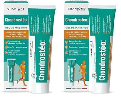 GRANIONS Chondrostéo+ Gel de Massage | Sensation de chaleur apaisante, Confort & souplesse | Huiles Essentielles de gaulthérie, encens, élémi | Fabriqué en France | 100ml (Lot de 2)