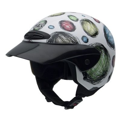 NZI Single Jr II Graphics Motorcycle Helmet, Coloured Spheres/White Background, 52-53