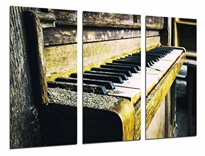 Quadro fotográfico piano vintage de madeira tamanho total: 97 x 62 cm XXL