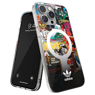 adidas Hoesje ontworpen voor iPhone 14 Pro Max | Schokbestendig valbescherming | Draadloos opladen en MagSafe-compatibel | 6,7 inch doorzichtig hoesje met originelen themaontwerp | Beschermend
