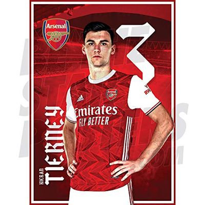 Be The Star Posters Arsenal FC 2020/21 Kieran Tierney A3 Football Poster/Print/Wall Art - Officially Licensed Product red