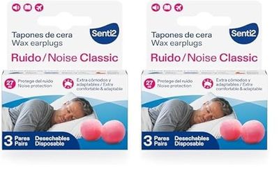 Senti2 Tapones oidos ruido dormir - Cera 6 uds (3 pares) (Paquete de 2)