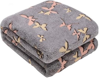 Kanguru GLOW Double Bed Blanket 100% Soft Microfibre Butterfly Grey 230 x 230 cm, 1301
