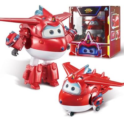 Super Wings Transformer Supercharged Jett Airplane Height Approx 5 Inch Baby Doll Toy Airplane and Robotic Figure for Boys and Girls from 3 Years