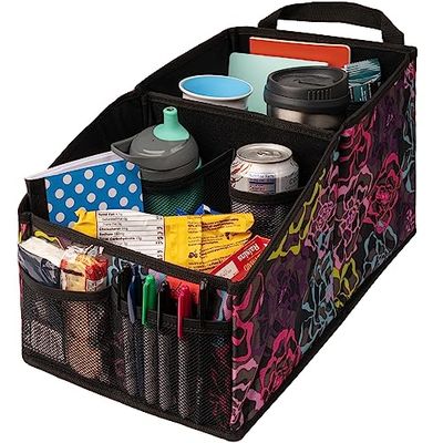Lusso Gear Organizador de asiento de coche para asiento delantero o trasero, ideal para adultos y niños, cuenta con 9 compartimentos de almacenamiento para juguetes, revistas, pañuelos, mapas, libros,