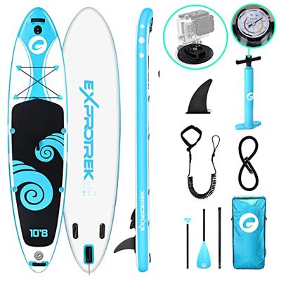 Tabla para Paddle Surf de Exprotrek, Tabla para Sup Inflable, Set de Tabla para Sup, 8 Pulgadas de Espesor,Cuenta con Remo de Aluminio y Todos los Accesorios necesarios (150 KG MÁX)