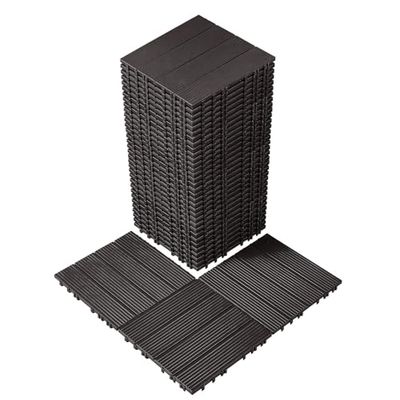 VEVOR Piastrelle per Patio ad Incastro 36 Pezzi 300 x 300 x 20 mm, Piastrelle Impermeabile in Plastica, Piastrelle per Tutte Le Condizioni Atmosferiche, per Portico Piscina Cortile, Marrone Scuro