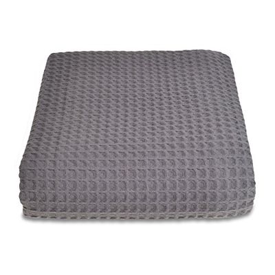 Allure Waffle Throw Blanket, 100% Cotton Luxury Double Bedspread, 175 x 225cm (Charcoal Grey)
