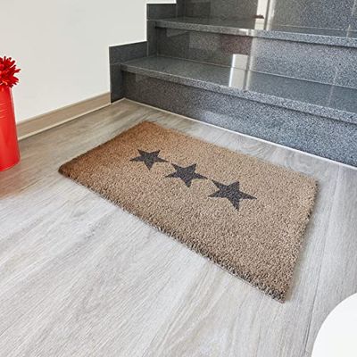 andiamo Tapete armadilha - sujidade coco felpudo para interiores e exteriores cobertos, cinzento estrelas, 40 x 60 cm
