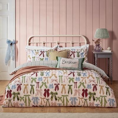 furn. Noortje Bows Trending Duvet Cover Set, Silk Pink
