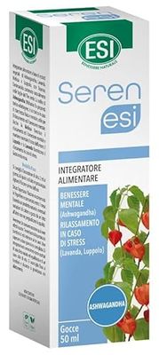 ESI - Serenesi Gocce, Integratore Alimentare in Gocce a Base di Ashwaganda, Melissa e Lavanda, Favorisce il Relax e Contrasta lo Stress, Gusto Mela Rossa, Senza Glutine e Vegano, 50 ml