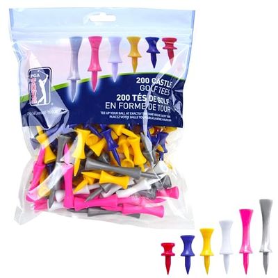 PGA Tour Castle - pacote de 200 Tees, vermelho/amarelo/azul/rosa/cinzento