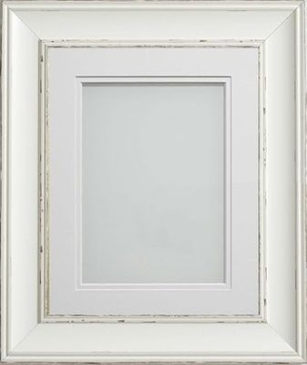 Frame Company Brooke Antique White Photo Frame, Double White Mount, 12x12 for 10x10 inch, fitted with perspex
