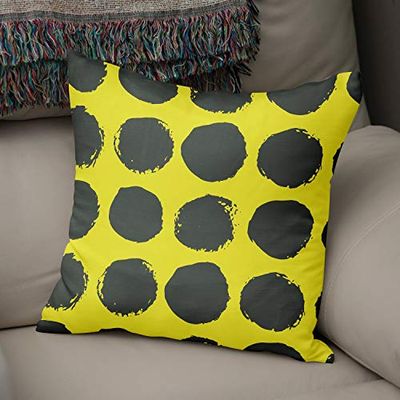 BonaMaison Housse de Coussin Motif, Jaune Fluo et fumée Taie d'oreiller pour Lit Voiture Canapé Maison Salon Chambre, Décoration D'intérieur, 43x43cm - Conçu et Fabriqué en Turquie