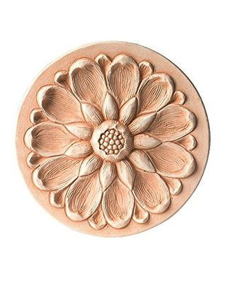 PANNELLO DA PARETE ROSONE FIORE IN TERRACOTTA FATTO A MANO ; DIAMETRO CM. 18, PROFONDITA’ CM. 3 MATTONELLA PIASTRELLA COTTO NATURALE MADE IN ITALY