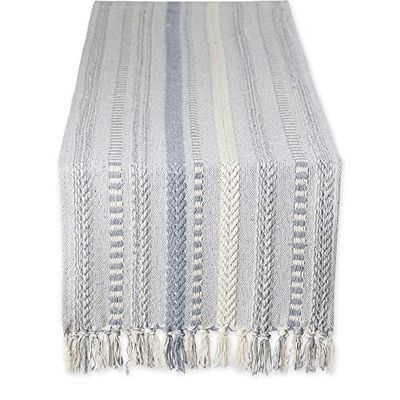 DII Chemin de Table tressé à Rayures, 38,1 x 274,3 cm, Gris Froid