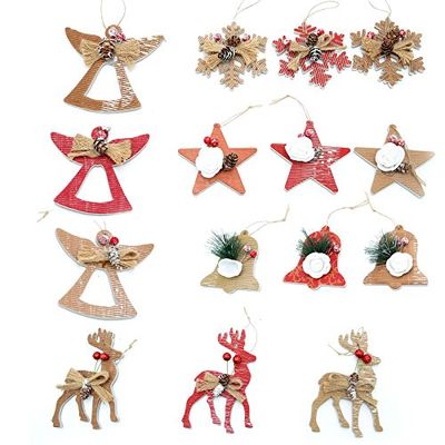 Geschenken 4 Alle gelegenheden Beperkte SHATCHI-1177 SHATCHI 15 stks Crafted Kerstboom Ornamenten Xmas Handing Home Decor, Multi