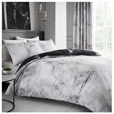 GAVENO CAVAILIA Copripiumino in Marmo di Lusso, Reversibile, Morbido e Accogliente, Accessorio per Camera da Letto, Bianco, Misura Singola, Policotone