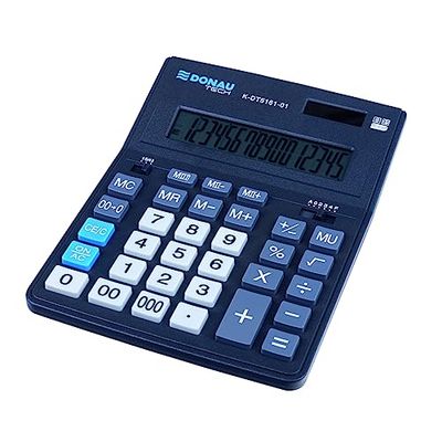Bordsräknare Donau TECH Office K-DT5161-01/16-siffrig visning/201 x 155 x 35 mm/färg: svart/räknare Dual-Power Solar – batteridrift, kompakt design/5 års garanti