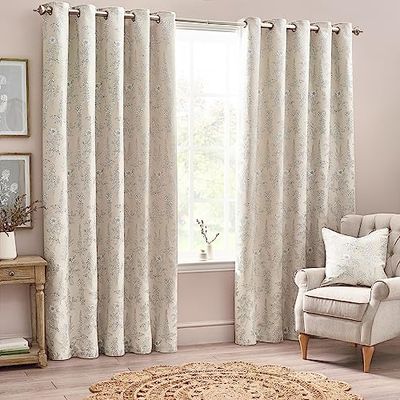 Wylder Nature Sophia Eyelet Curtains - 2 Panels - Width x Drop - 229 x 229cm (90 x 90) - Natural