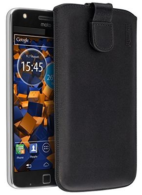 mumbi äkta läderfodral kompatibel med Lenovo Moto Z Play skal läder väska Case Wallet, svart
