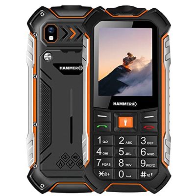 Hammer H Boost LTE mobiele telefoon, onbreekbaar, ontgrendeld, IP68, duurzaam, schokbestendig, dual-sim, batterij 3500 mAh, grote toetsen, FM-radio, MP3-speler, 2 MP camera, zaklamp, zwart