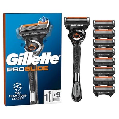 Gillette ProGlide Razor for Men, 1 Gillette Razor, 9 Blade Refills