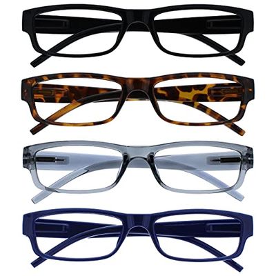 The Reading Glasses Company Nero Marrone Grigio Blu Leggero Lettori Valore 4 Pacco Uomo Donna Rrrr32-1273 +3,50 - 88 Gr