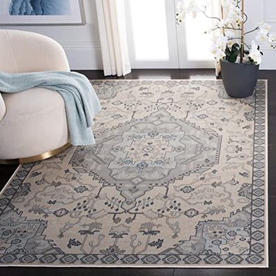Safavieh Tapis Traditionnel pour Salon, Salle à Manger, Chambre à Coucher - Collection Vintage - Poils Courts - Ardoise et crème - 99 x 140 cm