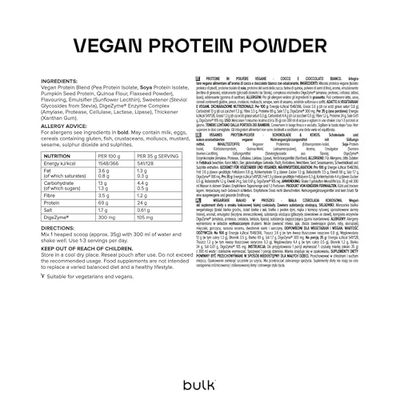 Bulk Vegan Protein Powder, Shake protéiné végétal, White Chocolate Coconut, 1 kg, New & Improved Formula
