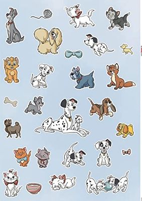 Komar Disney muursticker Disney Cats and Dogs - 50 x 70 cm (breedte x hoogte) - 27 delen - Susi, Strolchi, Dalmatiërs, Decostickers, wandstickers, wanddecoratie, kinderkamer - 14099h