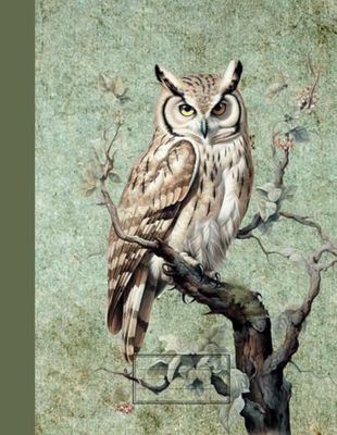 Vintage Owl Composition Notebook Wide Ruled: Blank Antique Journal for Schoolchildren, Students and Writers