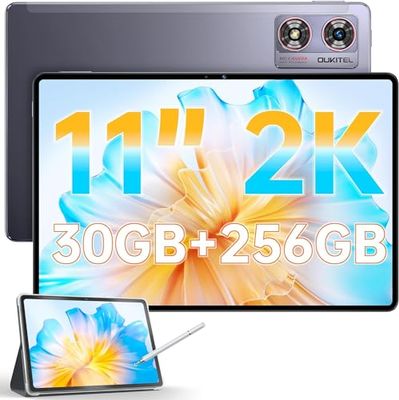 Oukitel OT8 Tablet 11 inch 2K, Android 13 tablet met pen, 30 (6 + 24) GB + 256 GB gaming tablet, Octa-Core Unisoc T606 Tablet 4G LTE, 8800mAh, 8MP + 13MP AI-camera, Dual SIM/TÜV/GPS/Widevine L1
