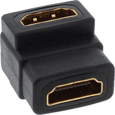 InLine 22125 Adattatore HDMI Femmina a HDMI Femmina, Contatti Dorati, Angolato 90°, Nero