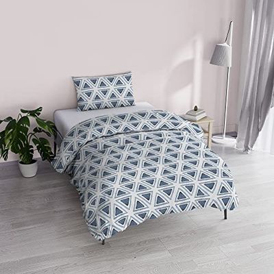 Italian Bed Linen "Fantasy Duvet Cover, Printed Microfibre, Triangoli, Small Double