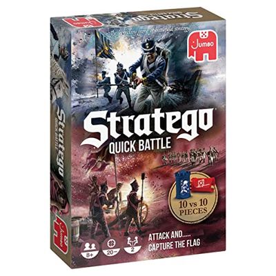 JUMBO-JUMBO-19820 Nessun Personaggio Jumbo Quick Battle-Giochi da Tavolo Versione Breve dello stratego Originale-2 Giocatori dagli 8 Anni-Italiano, Multicolore, L, 19820
