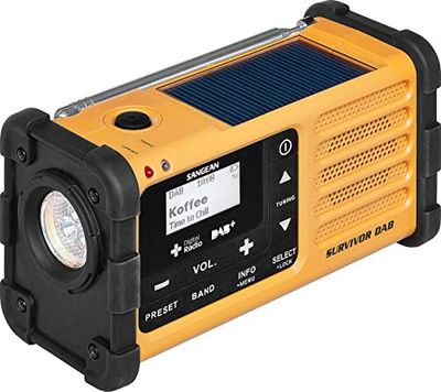 Sangean MMR-88 Dab+ Radio Dynamo Solaire, FM-RDS, Fonctionne sur Une Batterie/la Dynamo/l'énergie Solaire/USB, Jaune/Noir