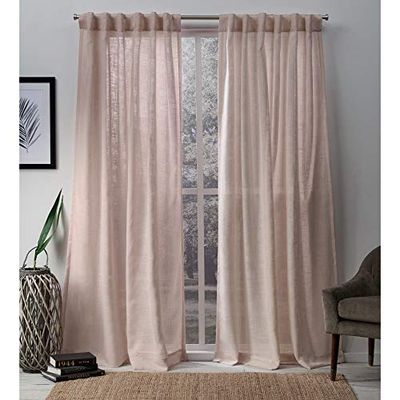 Exclusive Home Cortinas Bella Sheer con pestañas Ocultas en la Parte Superior, 2 Piezas, Color Rosa, 54 x 96 Pulgadas