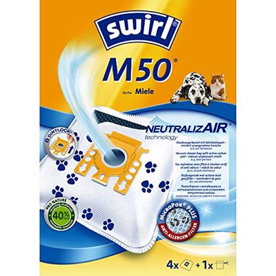 Swirl M50 NeutralizAir Sacchetti per aspirapolvere Miele, 4 Sacchetti + 1 Filtro