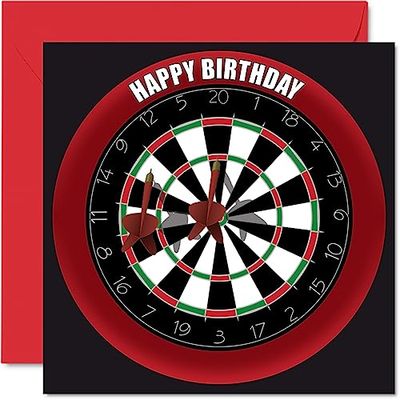 Fun 69th Birthday Cards for Men Woman - Dart Board - Happy Birthday Card for Dad Mum Grandad Nanny Grandma Gran Uncle Auntie Cousin, 145mm Sports Darts Bday Greeting Cards