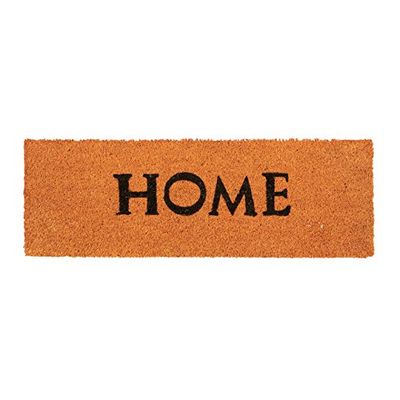 Relaxdays Narrow Coir Doormat "HOME" Print Anti-Slip Rubber PVC Underside Long Welcome Mat for the Balcony, Patio, Hallway, etc 1.5 x 75 x 25 cm, Orange