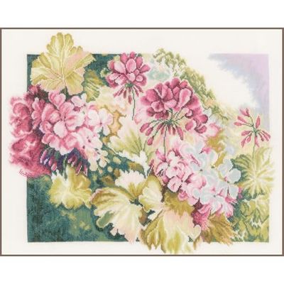 Lanarte telpatroon verpakking Geranium linnen kruissteekverpakking, katoen, meerkleurig, 49 x 41 x 0,3 cm