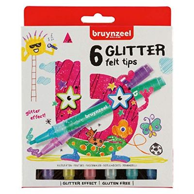 Bruynzeel Glitter Felt Tip Colour Pens 6-Piece Set