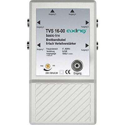 Axing TVS 16-00 6-voudige verdeler versterker voor kleine BK (kabeltelevisie) en terrestrische netwerken met FM en DVB-T2 HD