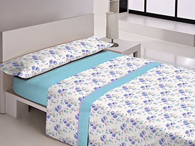 Style Casa Campo Dalida Conjunto de lençóis, algodão e poliéster, azul, 210 x 180 x 3 cm