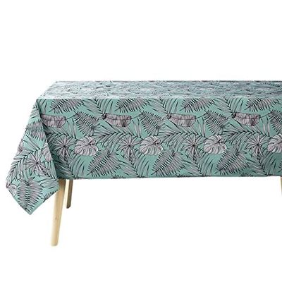 Douceur d'Intérieur, Nappe Rectangle (140 x 240 cm) Puebla Menthe, Polycoton Imprimé