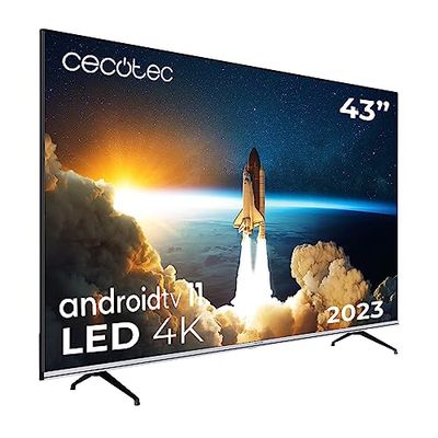 Cecotec QLED TV 43 inch Smart TV V1 Series VQU10043S. 4K UHD, Android 11, Frameless, Dolby Vision, Dolby Atmos, HDR10, Wide Color Gamut 96%, 2 luidsprekers 10 W, 2 afstandsbedieningen, model 2023