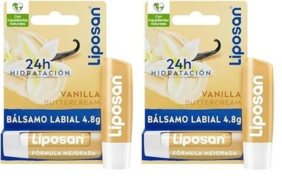 Liposan Vainilla (1 x 5,5 ml), bálsamo labial de cuidado intensivo, cacao de labios de textura ligera, bálsamo hidratante para unos labios suaves y tersos (Paquete de 2)