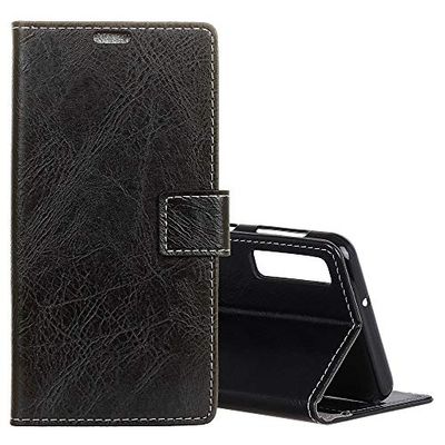 Carcasa de telefono Funda de Cuero con Tapa Horizontal Retro Crazy Horse Texture for Galaxy A7 (2018), con Soporte y Ranuras for Tarjetas y Billetera (Negro) (Color : Negro)