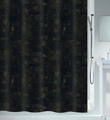 Spirella Anti-schimmel douchegordijn "Georges", antibacterieel, wasbaar, waterdicht, polyester, 180 x 200 cm, zwart/goud